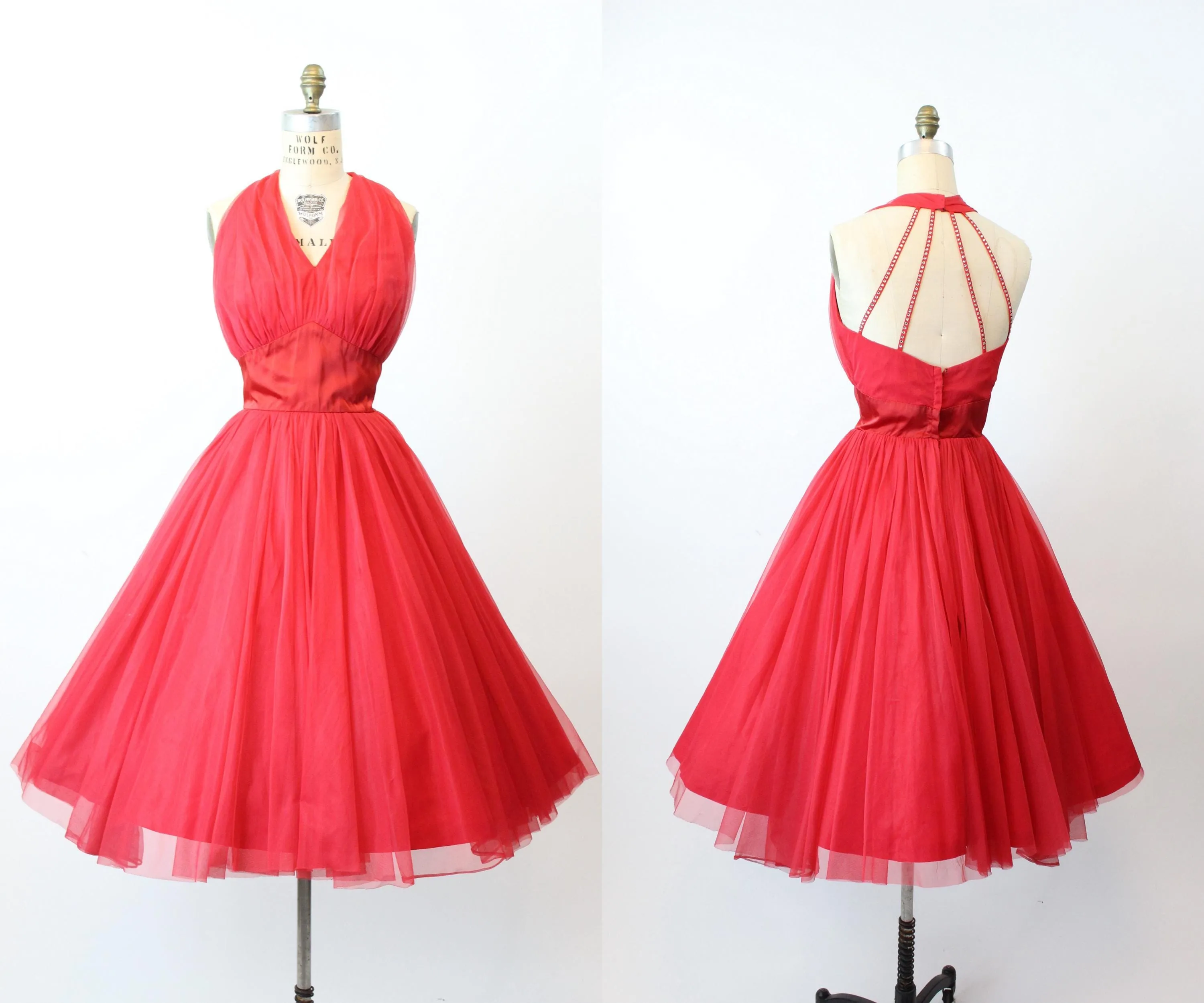 1950s LILLI DIAMOND cage halter rhinestone dress xs | new fall winter