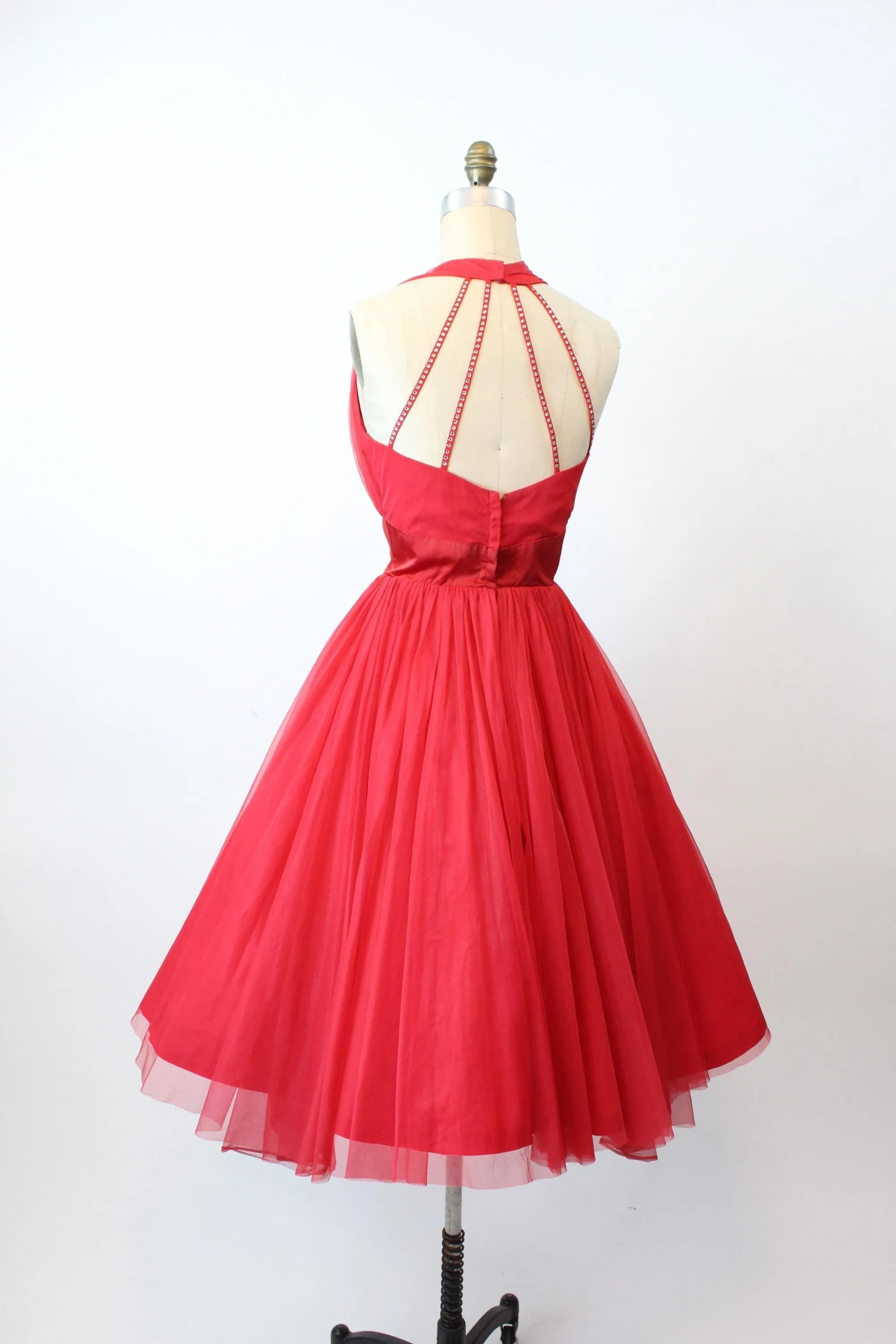 1950s LILLI DIAMOND cage halter rhinestone dress xs | new fall winter