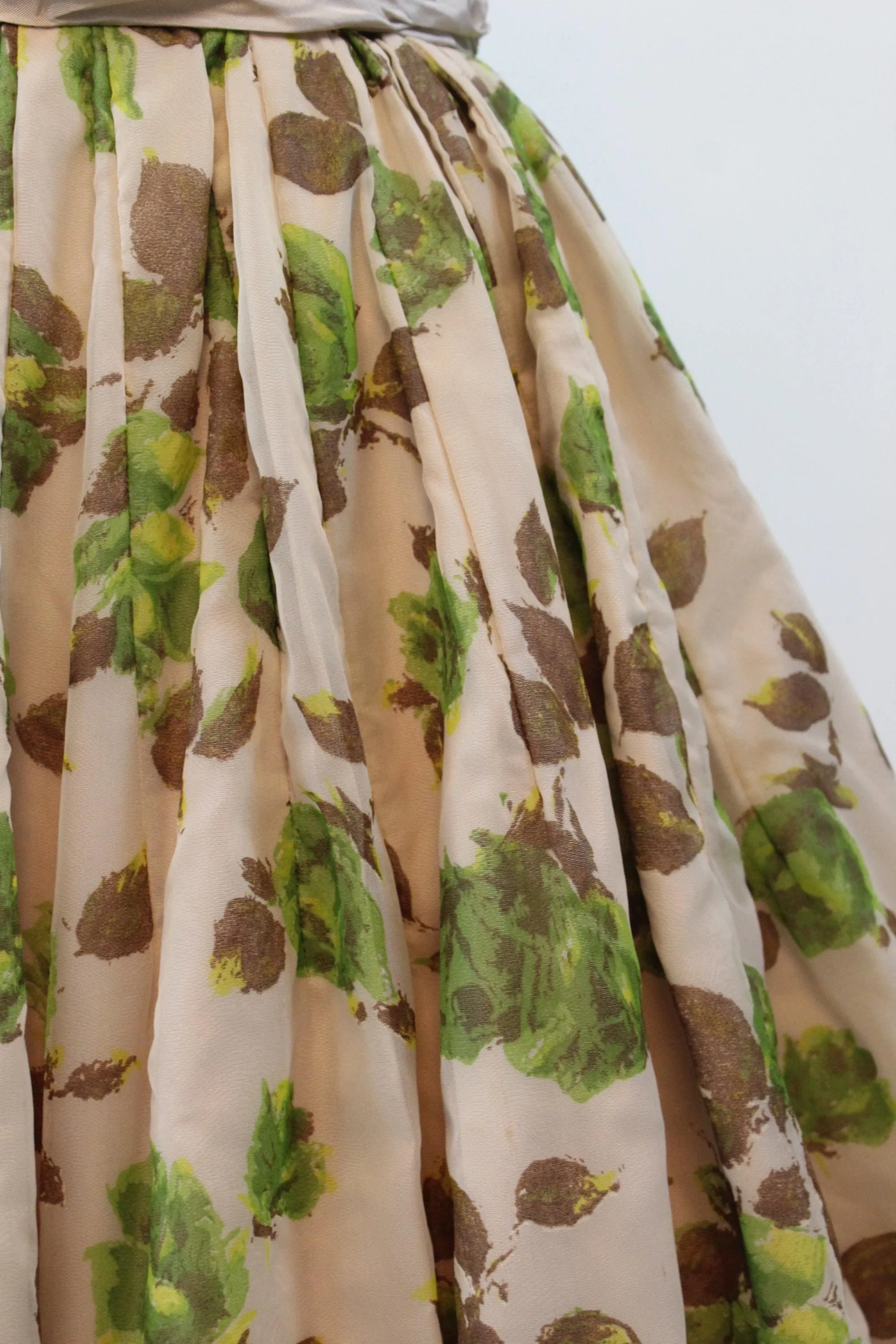 1950s ORGANZA rose print dress xs | new fall winter