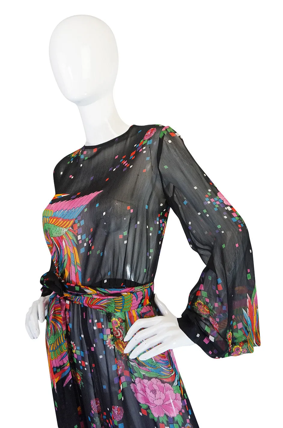 1970s Semi Transparent Printed Chiffon Malcolm Starr