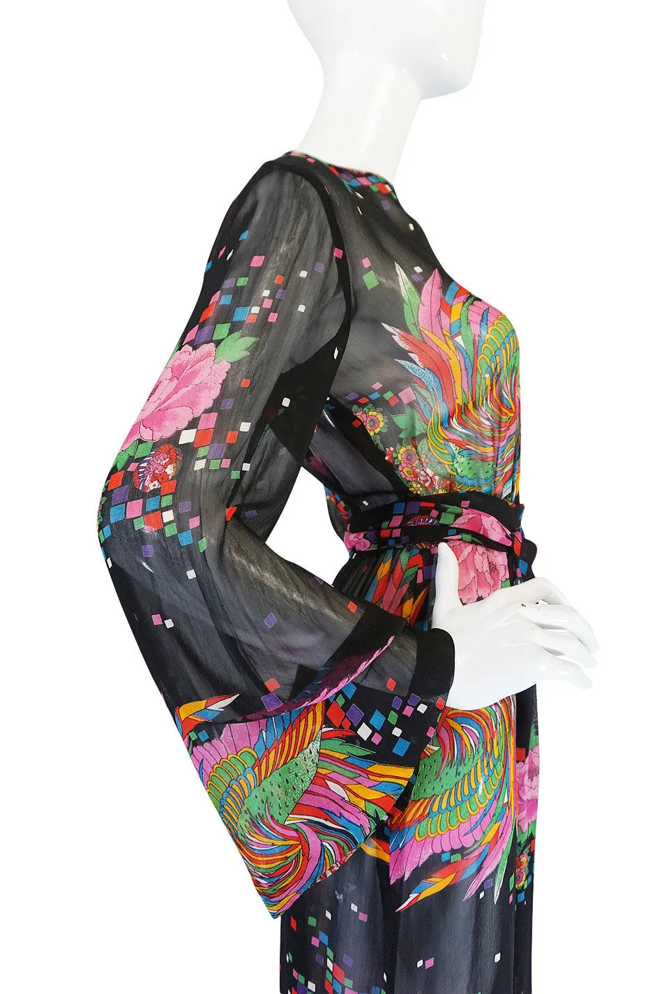 1970s Semi Transparent Printed Chiffon Malcolm Starr