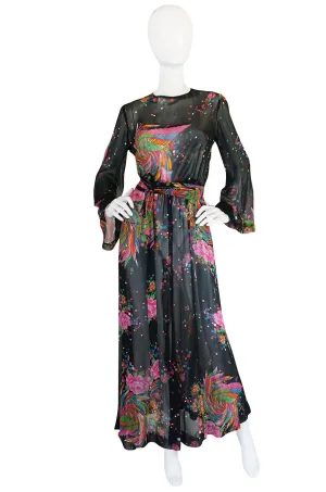 1970s Semi Transparent Printed Chiffon Malcolm Starr