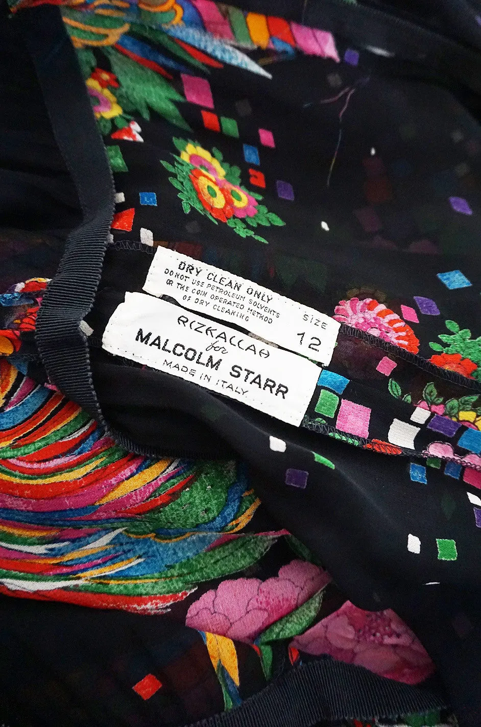 1970s Semi Transparent Printed Chiffon Malcolm Starr