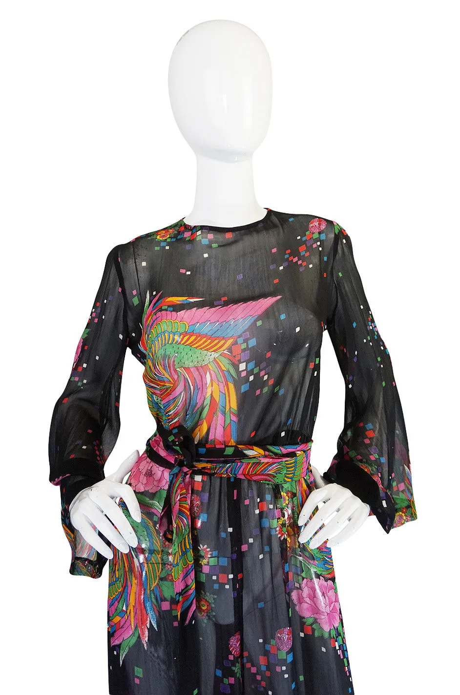 1970s Semi Transparent Printed Chiffon Malcolm Starr