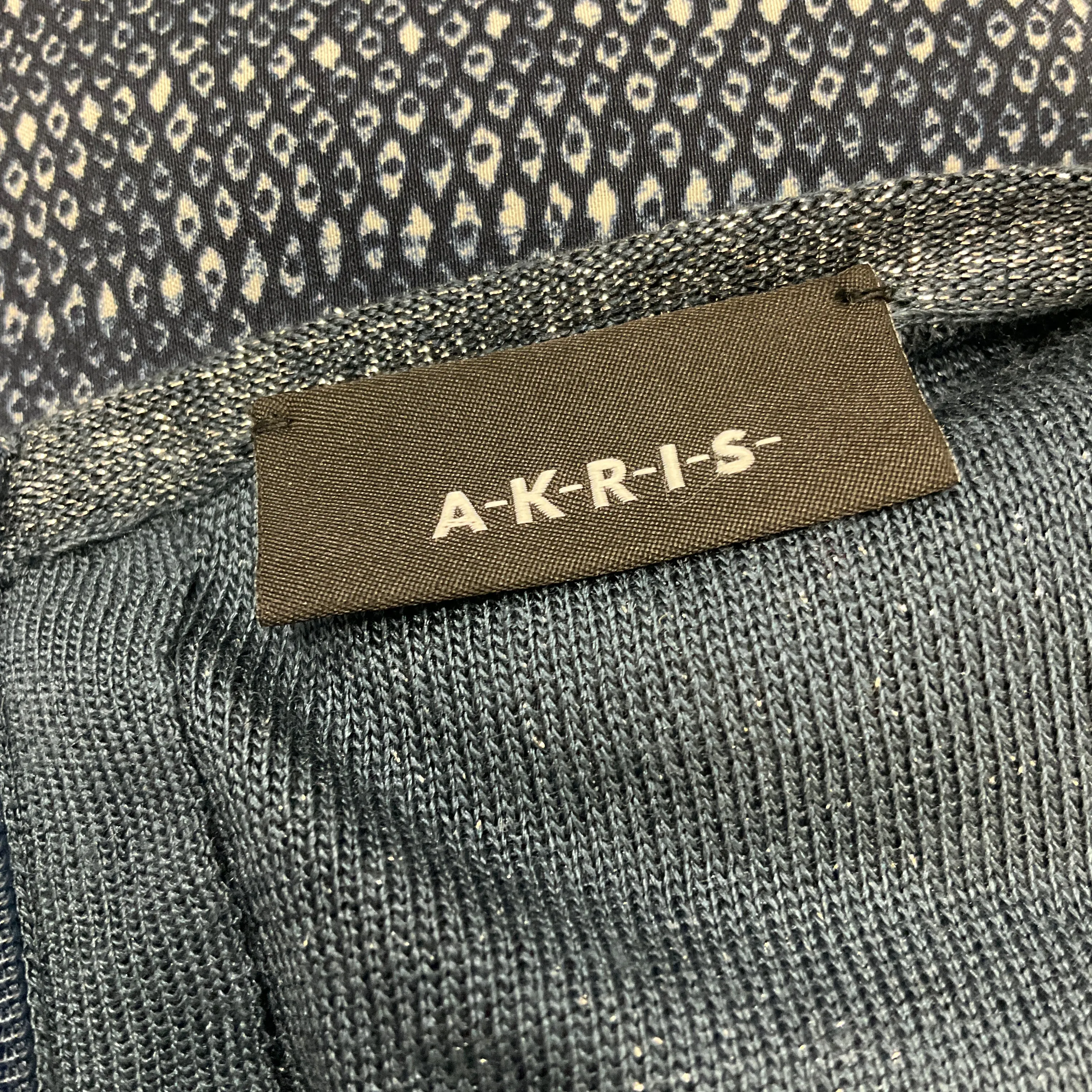 Akris Blue / Silver Metallic Shimmer Silk Knit and Silk Chiffon Dress