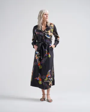 aloe silk long dress hummingbirds