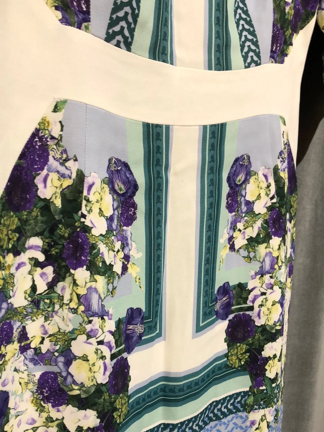 Antonio Berardi Three Short Sleeve Floral Silk Dress with Exposed Back Zipper