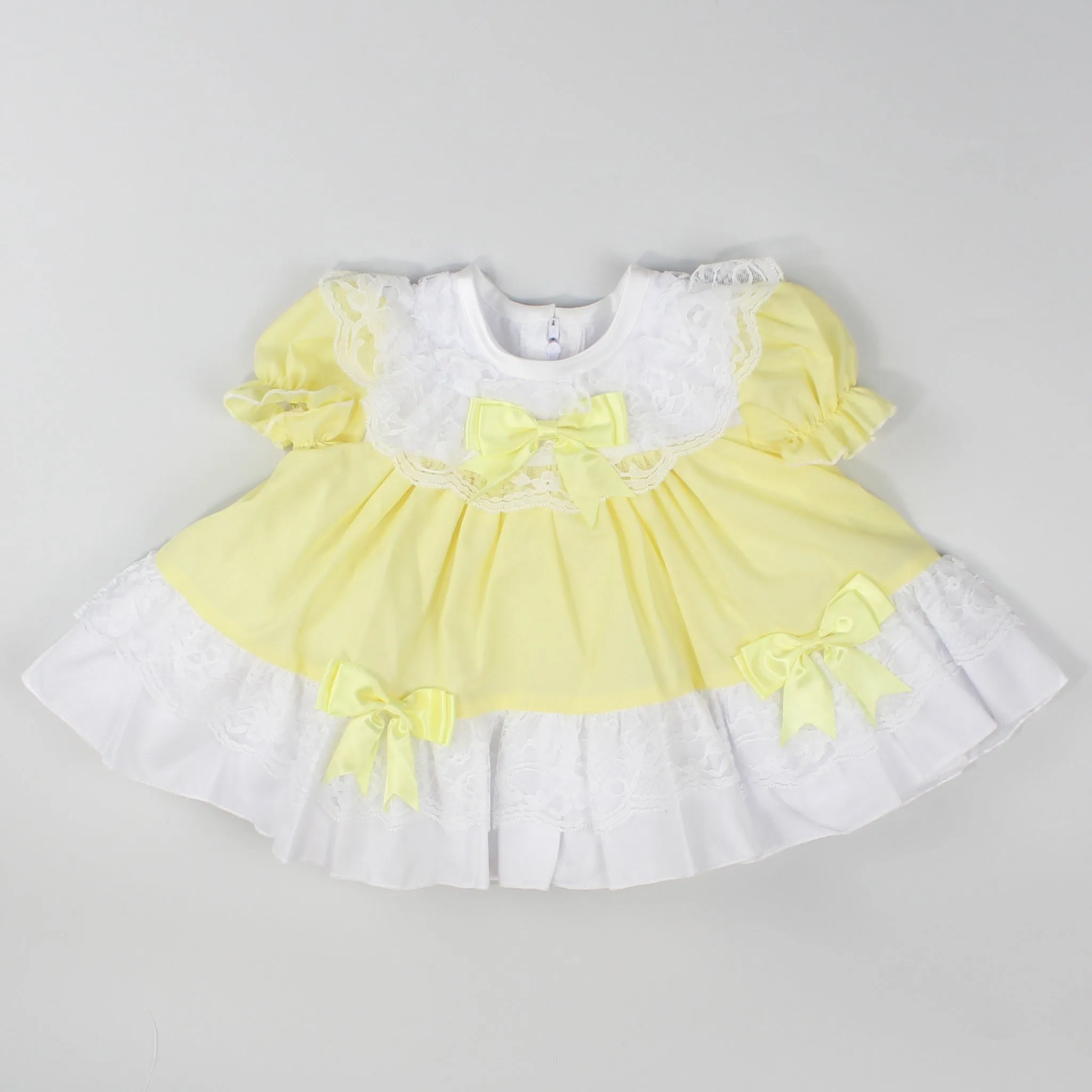 Baby Girl Frilly Puffball Dress - Lemon Yellow