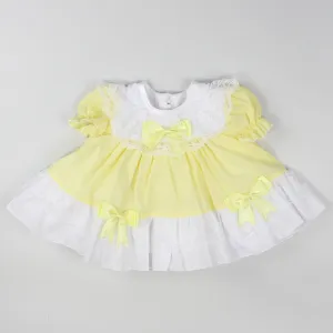 Baby Girl Frilly Puffball Dress - Lemon Yellow