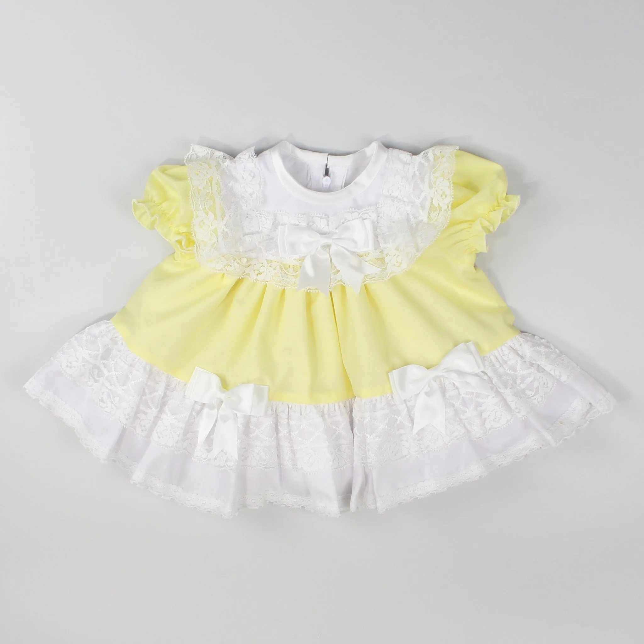 Baby Girl Frilly Puffball Dress - Lemon Yellow