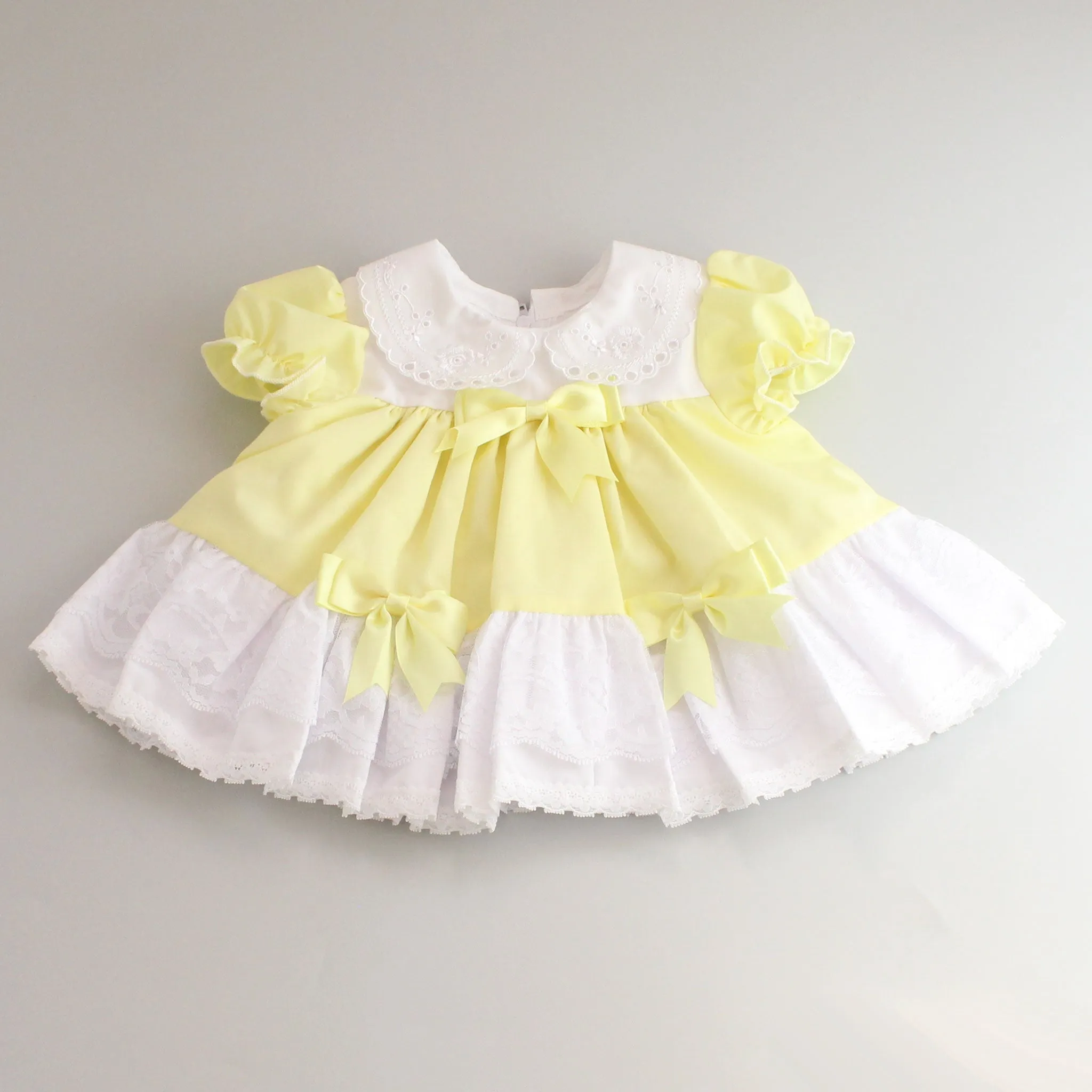 Baby Girl Frilly Puffball Dress - Lemon Yellow