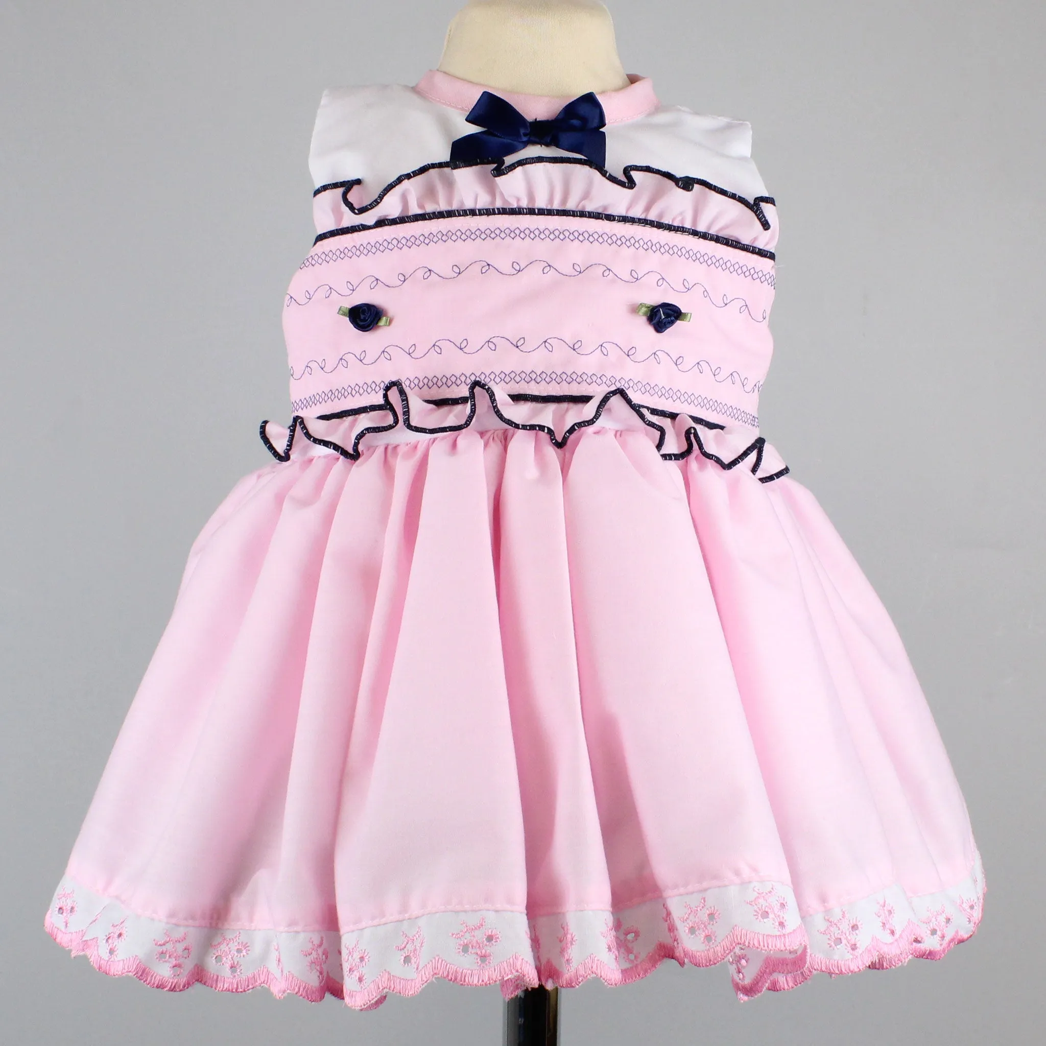 Baby Girl Party Dress - Pink and Navy