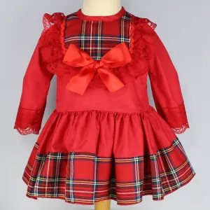 Baby Girl Tartan Red Dress-with petticoat