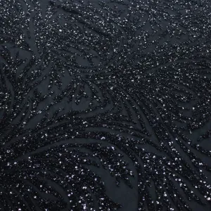 Beaded Bridal Lace Fabric Black 130 cm