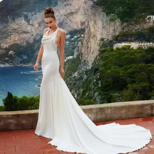 Beaded Crystal Satin Mermaid Wedding Dress