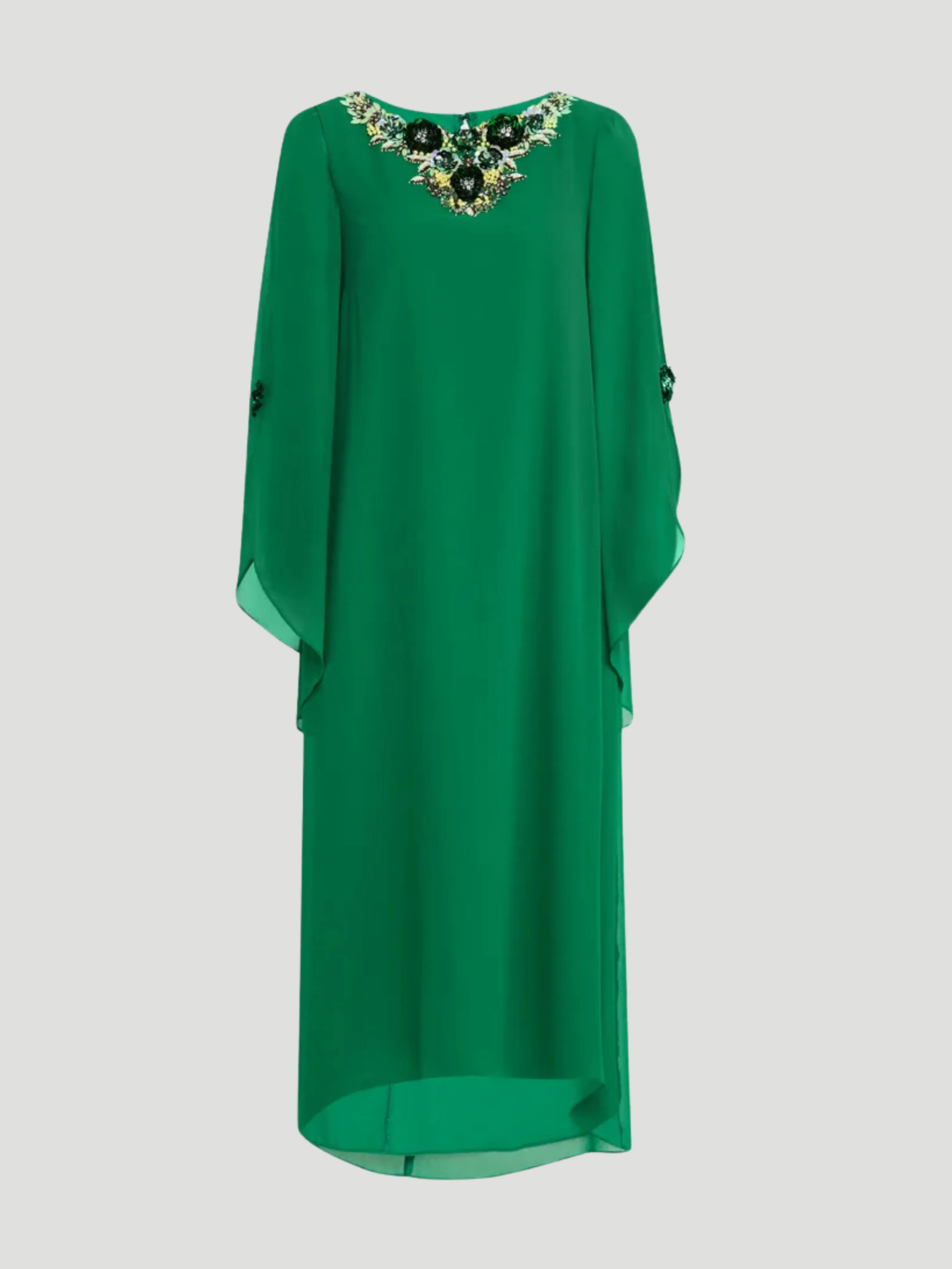 Beaded Neck Caftan in Emerald