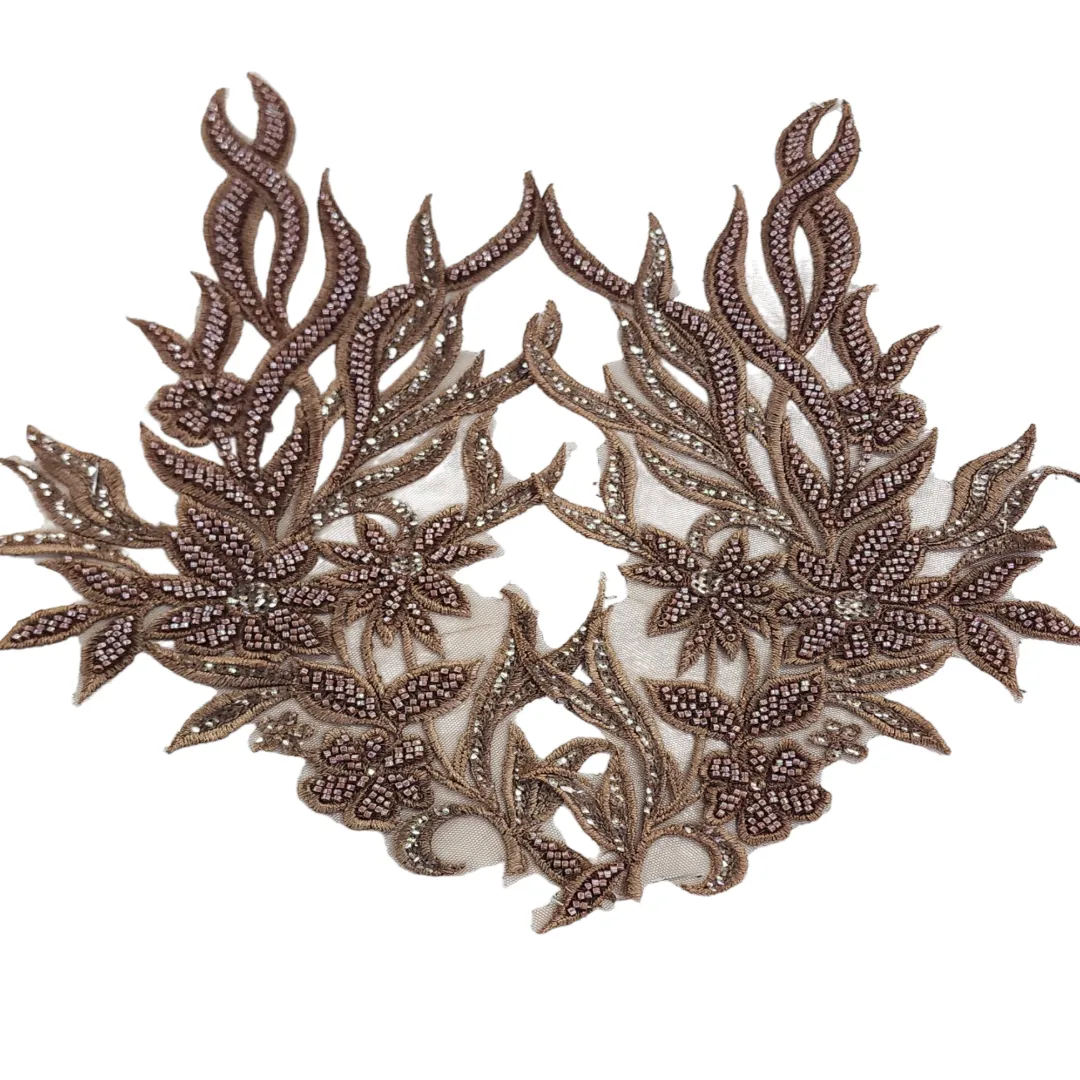 Beaded Patch Applique Bronze XDH3854