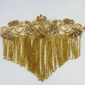 Beaded Patch With Fringing Gold