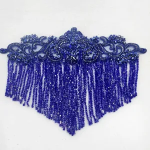 Beaded Patch With Fringing Royal