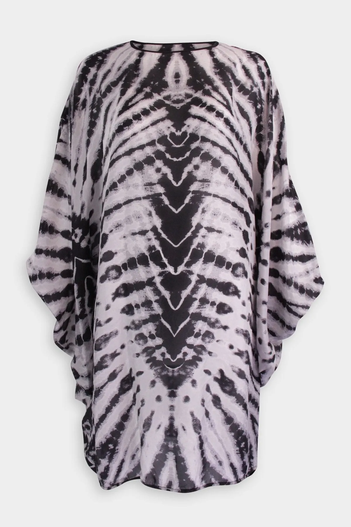 Black and White Butterfly Vintage Washed Silk Grace Dress