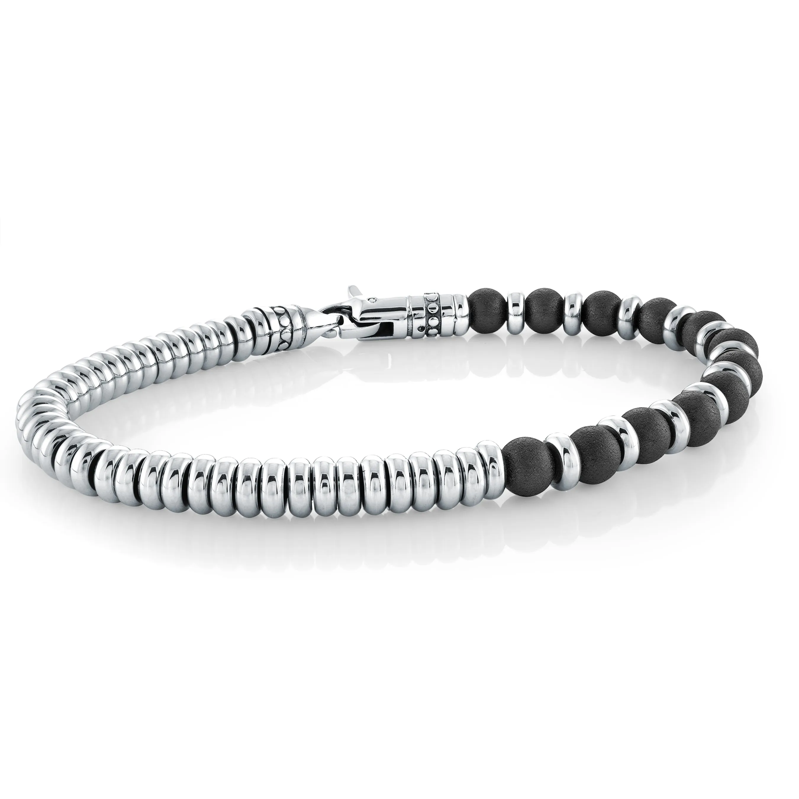 Black Satin Beads Twisted Wire Bracelet