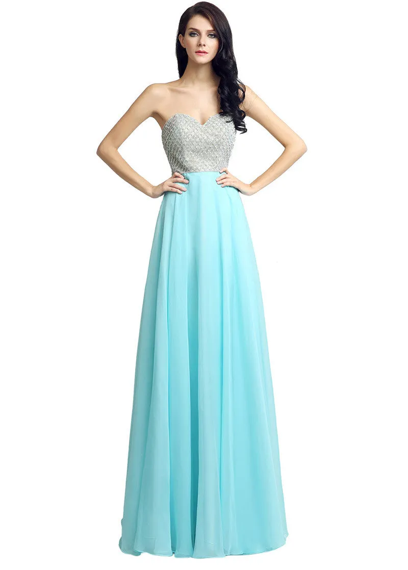 Blue Chiffon Prom Dress