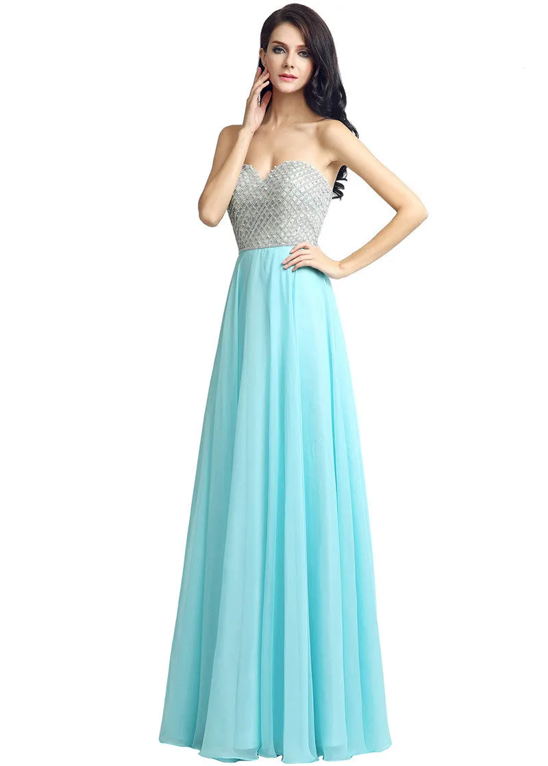 Blue Chiffon Prom Dress