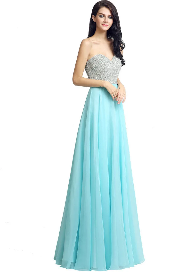 Blue Chiffon Prom Dress