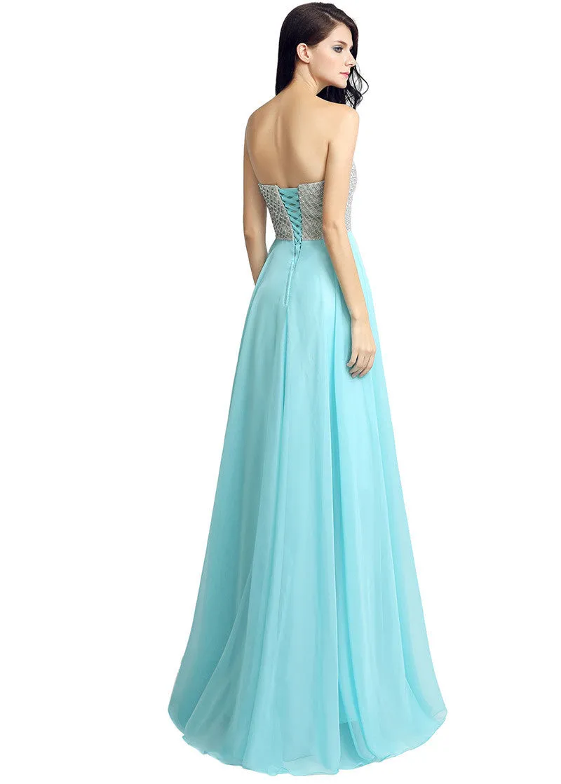 Blue Chiffon Prom Dress