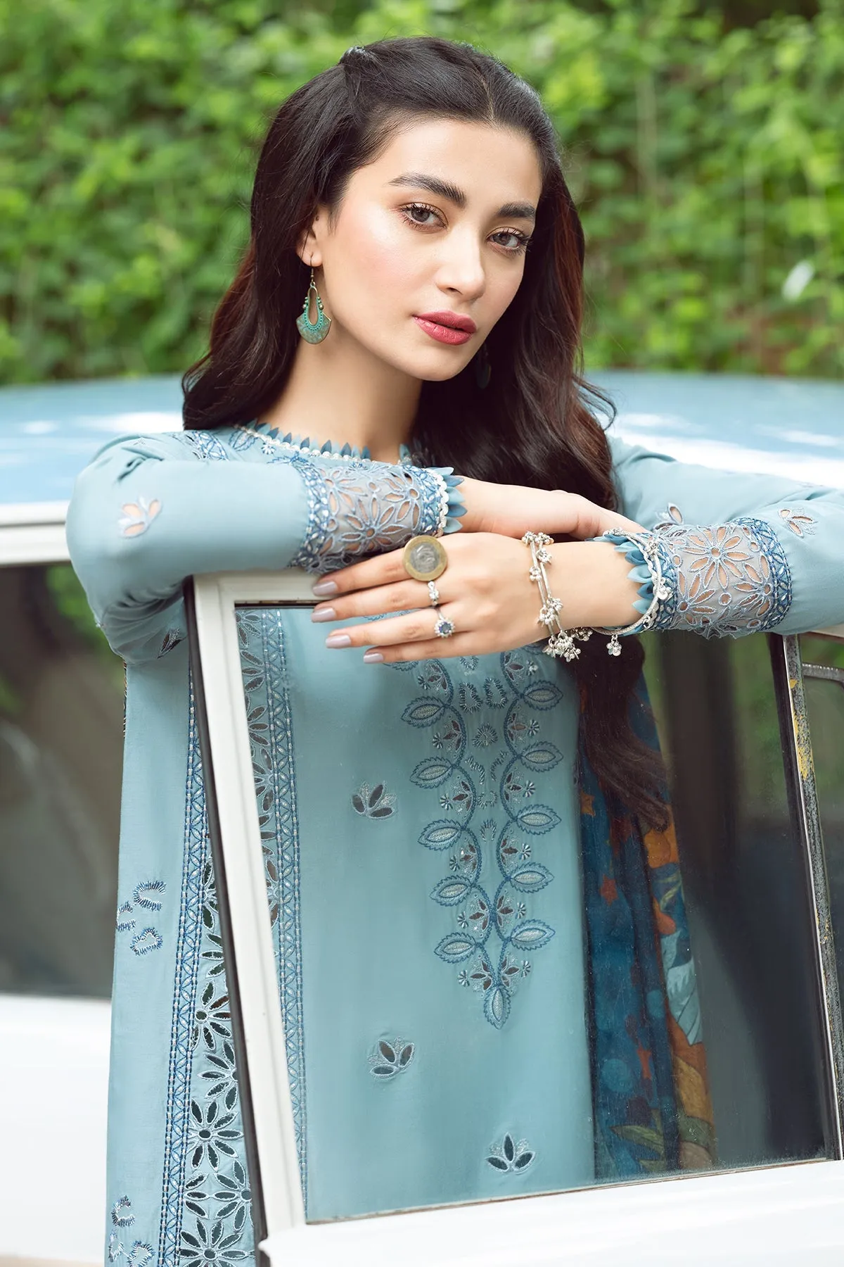 Blue Lawn Dress Pakistani in Kameez and Trouser Style
