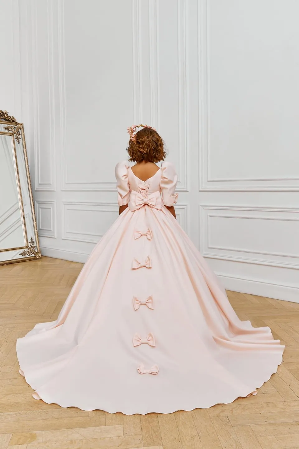 Blush Pink Communion Dresses with Bows