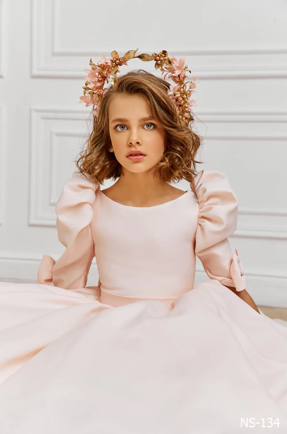 Blush Pink Communion Dresses with Bows