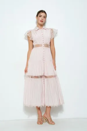 BLUSH SILK LACE DRESS