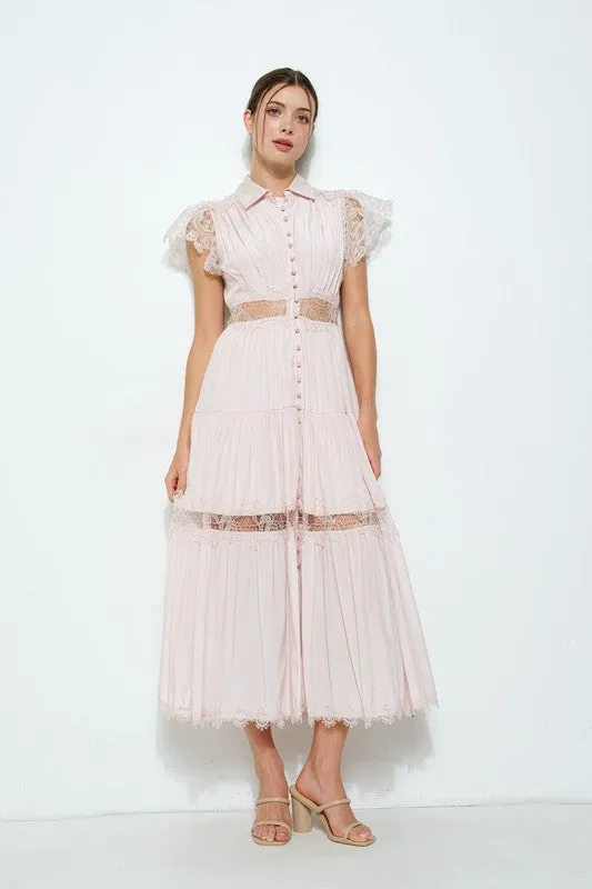 BLUSH SILK LACE DRESS