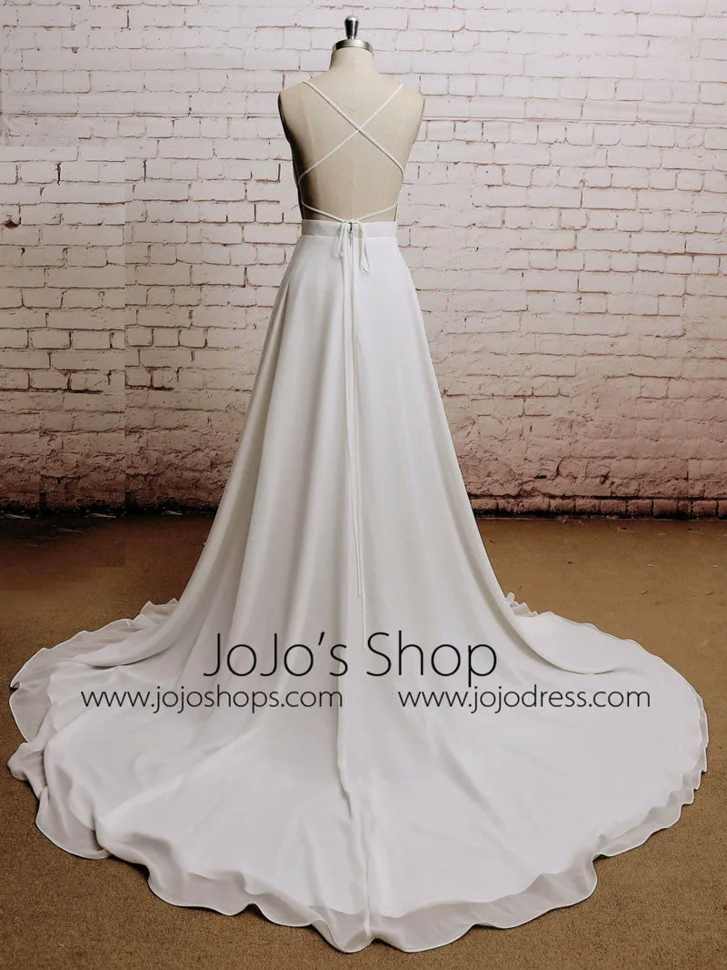 Boho Chiffon Wedding Dress with Plunging Neckline | EE3010