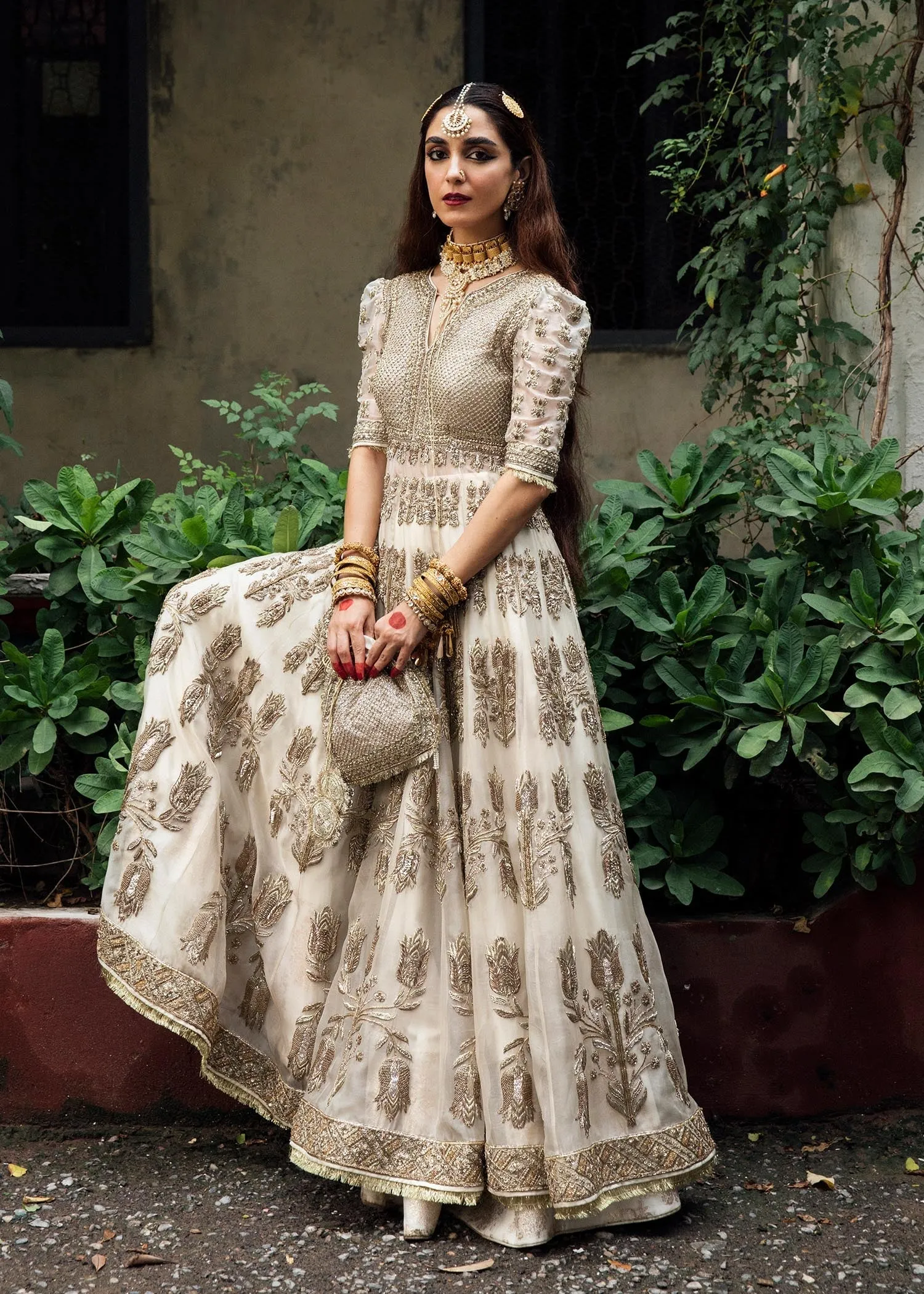 Bridal Lehenga and Organza Pishwas Frock Wedding Dress