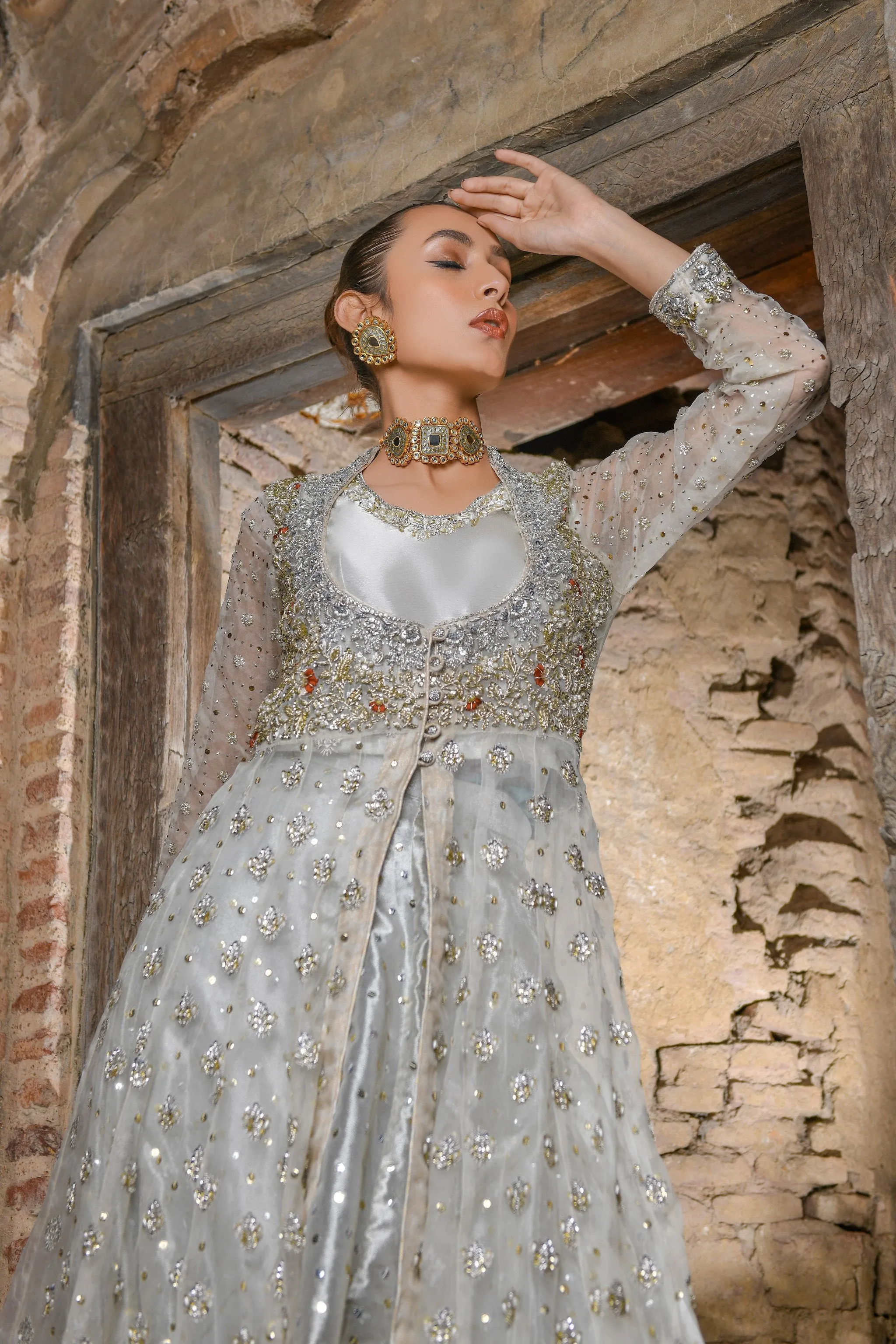 Bridal Lehenga with Front Open Long Frock Dress #BS720