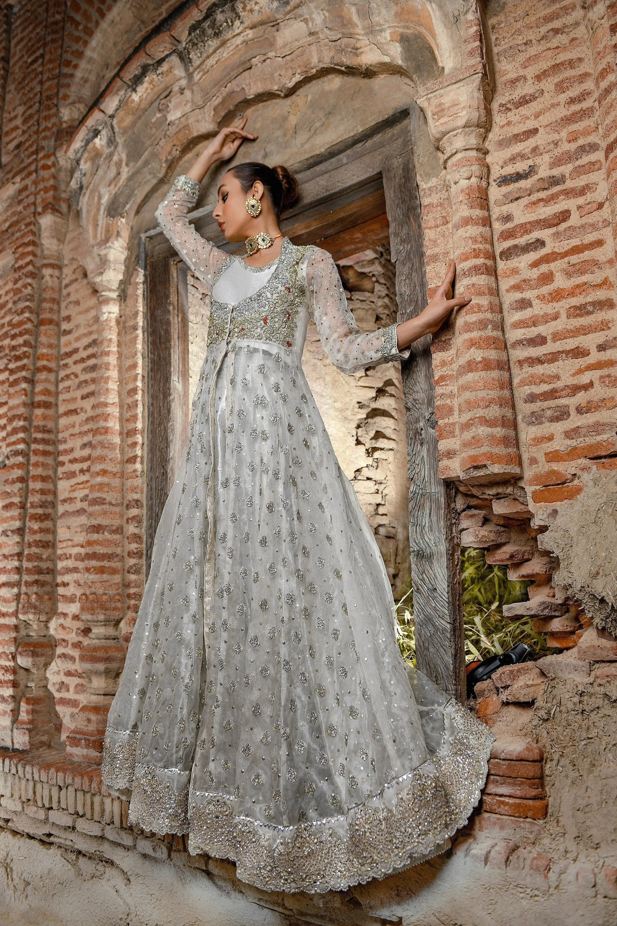 Bridal Lehenga with Front Open Long Frock Dress #BS720