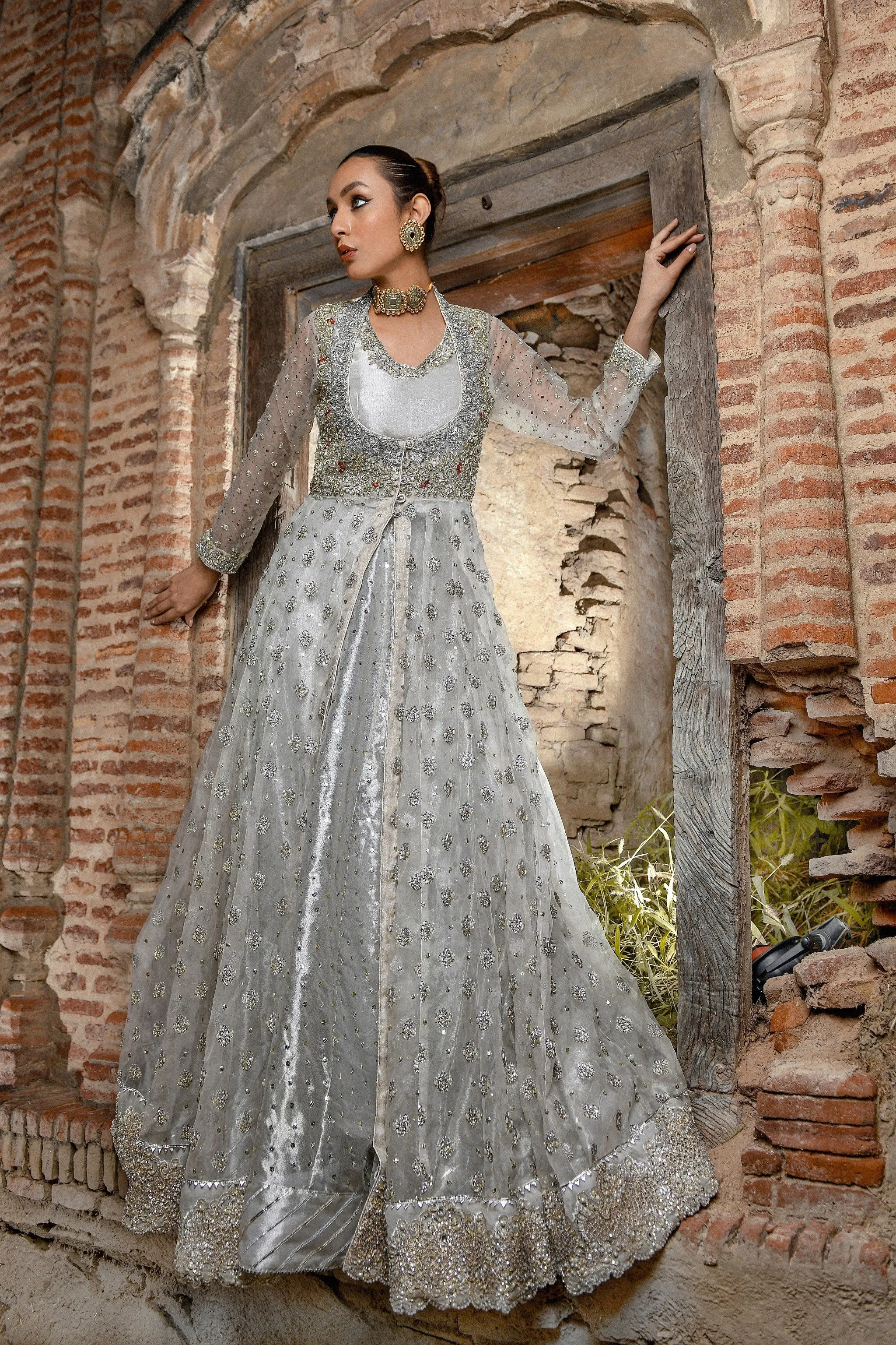 Bridal Lehenga with Front Open Long Frock Dress #BS720