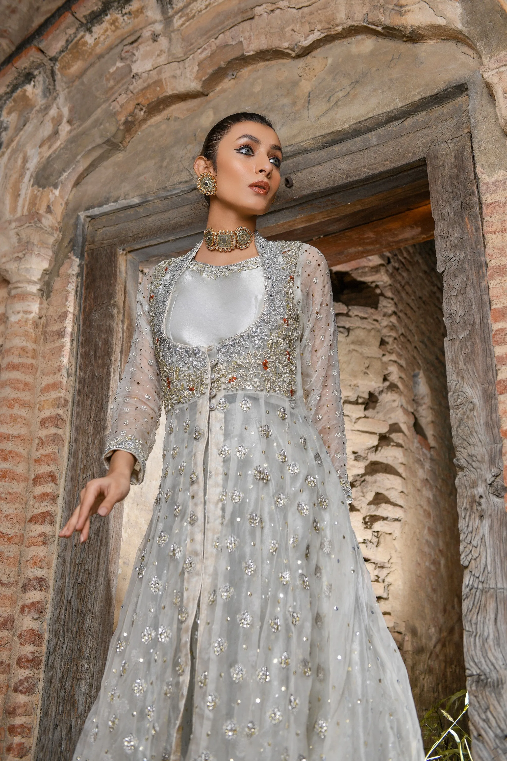 Bridal Lehenga with Front Open Long Frock Dress #BS720