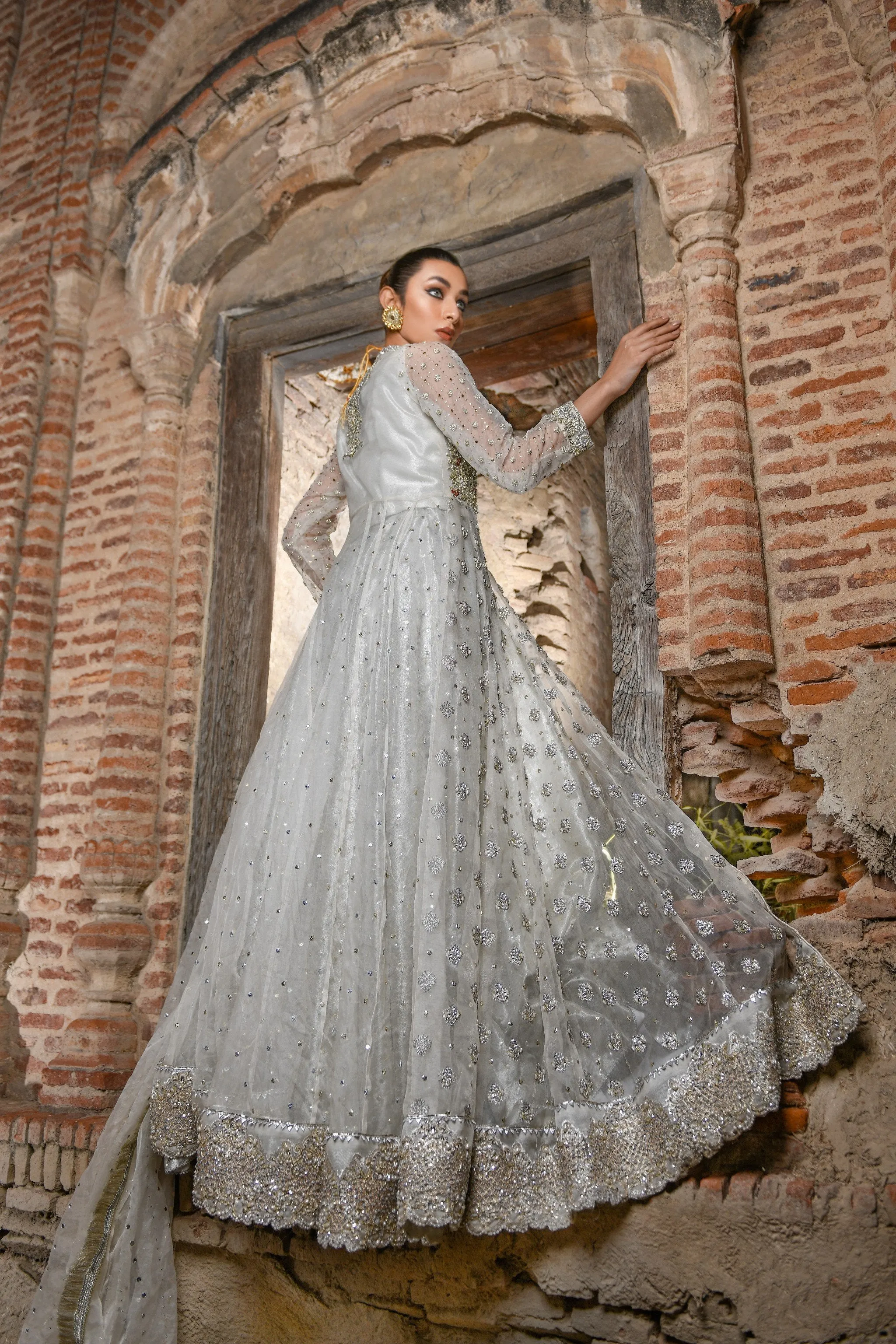 Bridal Lehenga with Front Open Long Frock Dress #BS720