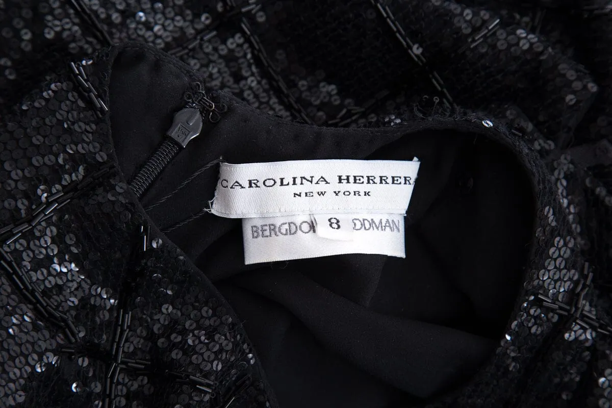 Carolina Herrera Black Beaded Dress SZ 8