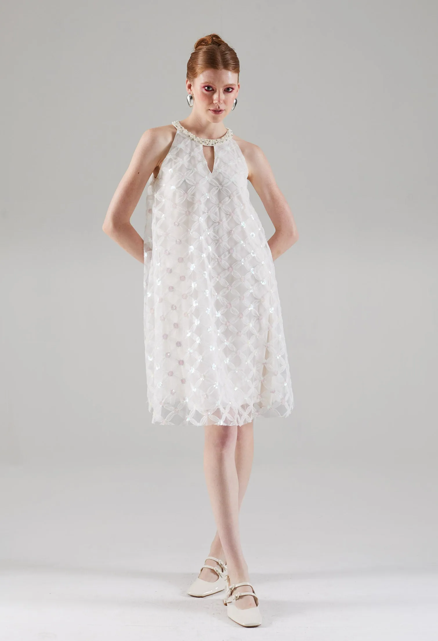 Celestial Halter Keyhole Midi Dress