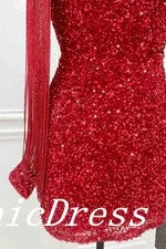 Cheap One Shoulder Short Homecoming Dresses Gold Sequin Hoco Dress