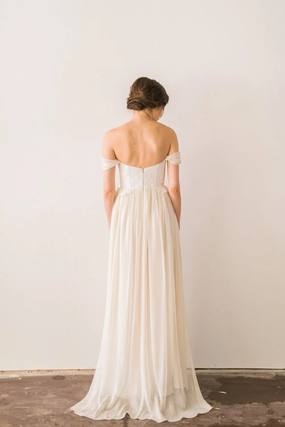 Chiffon Beach Wedding Dress with Lace Bodice