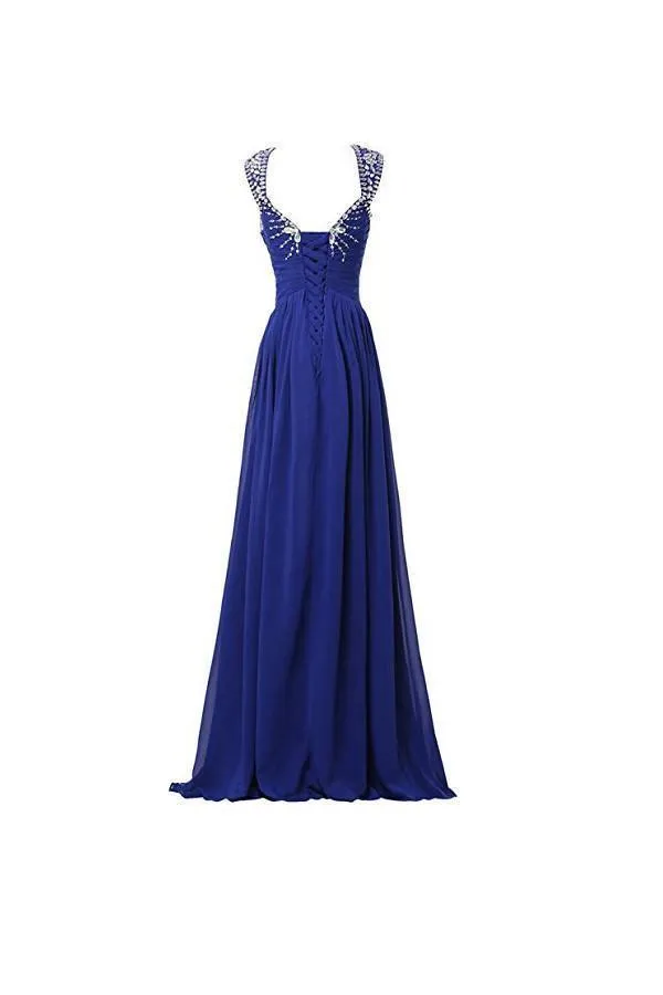 Chiffon V-neck Long Prom Gowns Party Dresses PG268
