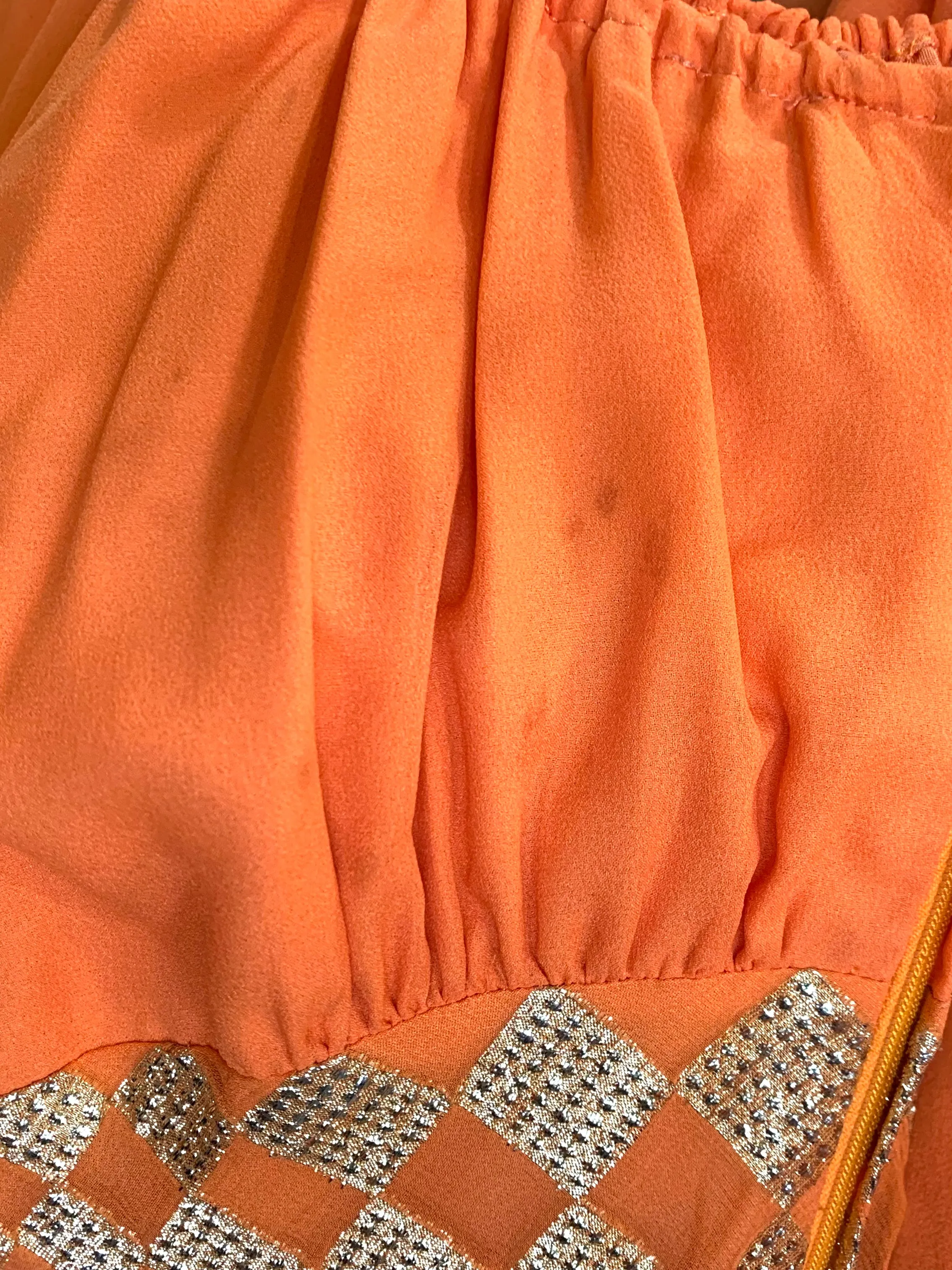 Christian Dior Boutique S/S 1968 Byzantine Orange and Gold Lamé Bohemian Gown