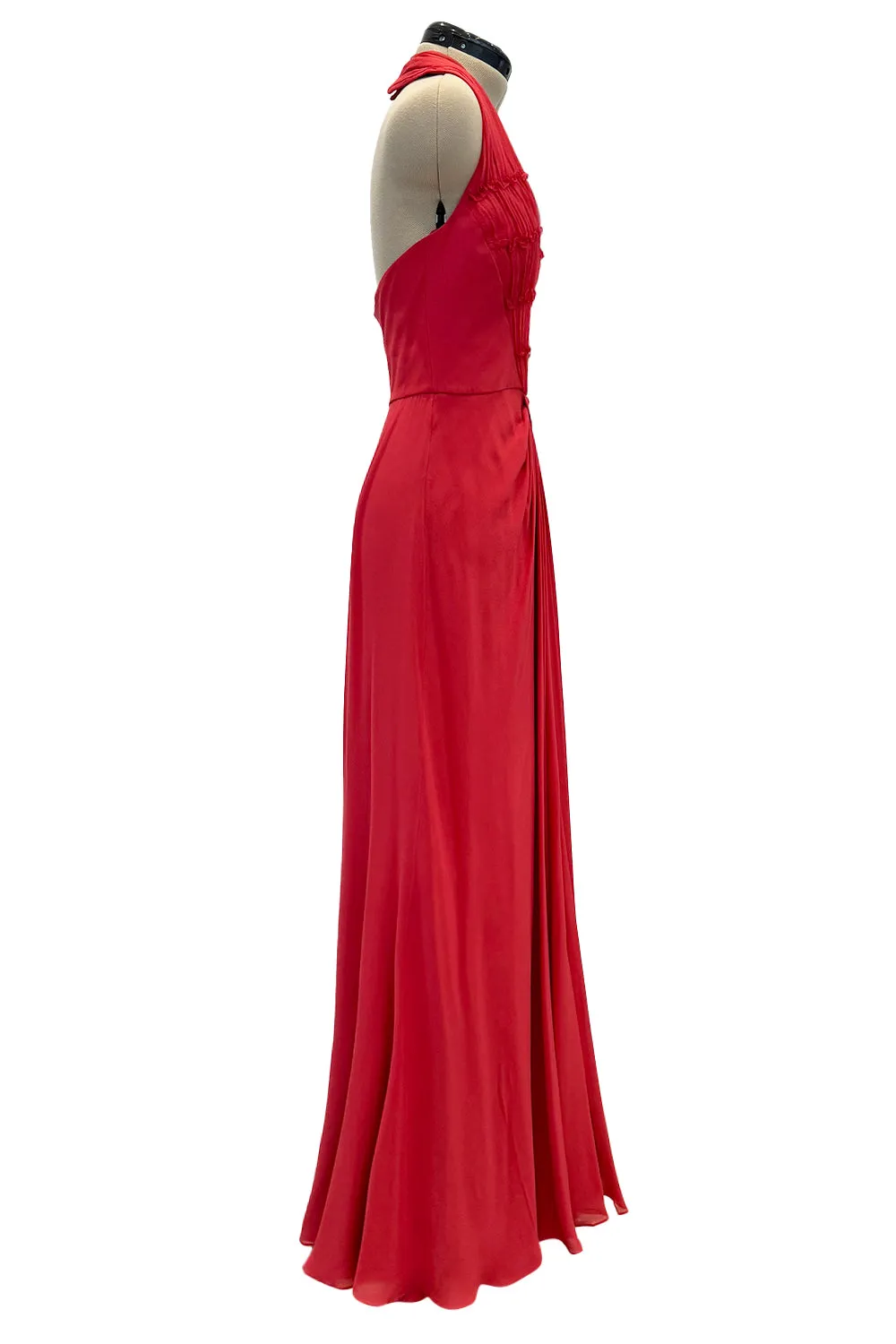 Cruise 2011 Christian Dior by John Galliano Red Silk Chiffon Dress w Pleated Detailing