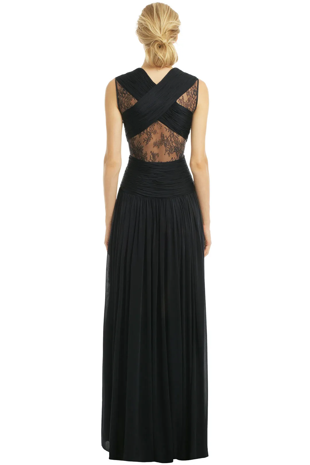 Dark Navy Chiffon Prom Dress with Round Neckline