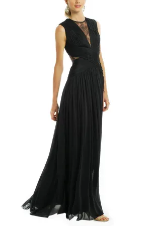 Dark Navy Chiffon Prom Dress with Round Neckline